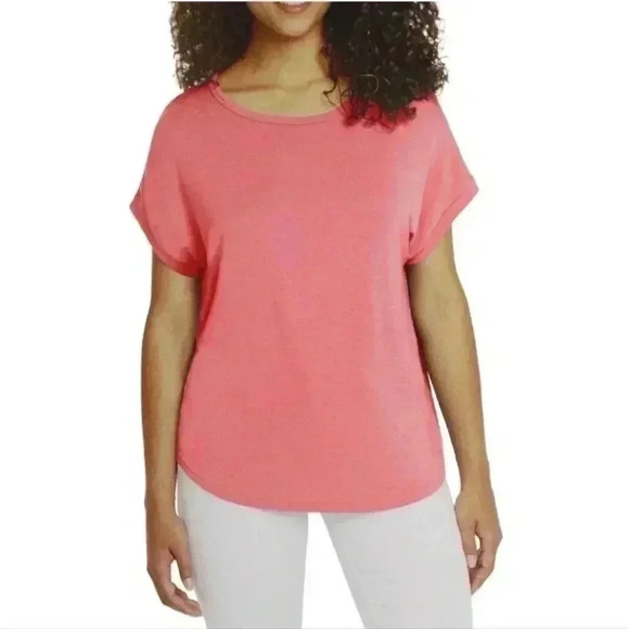 ❤️ NWT Buffalo David Bitton Short  Sleeved Jersey Knit Top Medium Pink - Picture 1 of 9